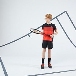 ARTENGO Chlapčenské tenisové tričko TTS Dry čierno-červené čierna 8-9 r (131-140 cm)