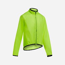 BTWIN Detská cyklistická bunda do dažďa 100 OOP zelená 10-11 r (141-150 cm)