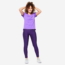 DOMYOS Dámske tričko 120 na fitness s krátkym rukávom fialové fialová 2XL