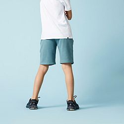 DOMYOS Detské bavlnené šortky na cvičenie kaki zelená 7-8 r (123-130 cm)
