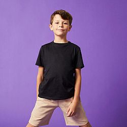 DOMYOS Detské bavlnené tričko unisex čierne 8-9 r (131-140 cm)