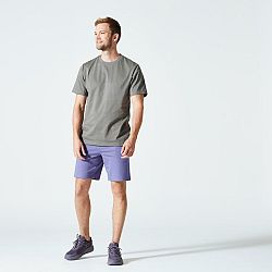 DOMYOS Pánske tričko na fitness 500 Essentials kaki khaki M