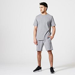 DOMYOS Pánske tričko na fitness 500 Essentials sivé šedá 2XL