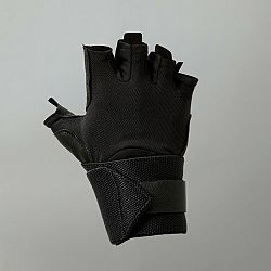 DOMYOS Pohodlné rukavice na posilňovanie s bandážou - čierne S