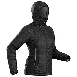FORCLAZ Dámska syntetická bunda MT100 s kapucňou na horskú turistiku do -5 °C čierna M