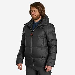 FORCLAZ Pánska páperová bunda MT900 na horskú turistiku s kapucňou do -18 °C šedá L