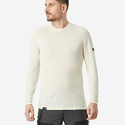 FORCLAZ Pánske tričko MT500 s dlhým rukávom 100 % vlna merino nefarbené hnedá 2XL