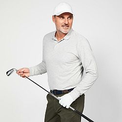 INESIS Pánska golfová polokošeľa s dlhým rukávom MW500 sivá šedá 2XL