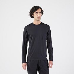 KIPRUN Pánske bežecké tričko Dry 500 s dlhým rukávom a UV ochranou čierne M