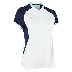 KIPSTA Dámsky futbalový dres s krátkym rukávom rovný strih biely modrá 2XS