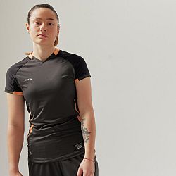 KIPSTA Dámsky futbalový dres s krátkym rukávom rovný strih čierny 2XS