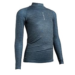 KIPSTA Detské spodné tričko na futbal Keepcomfort 100 dlhý rukáv sivé modrá 7-8 r (123-130 cm)