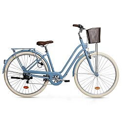 Mestský bicykel Elops 520 so zníženým rámom džínovo modrý L-XL