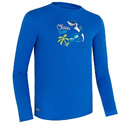OLAIAN Detské tričko do vody s ochranou proti UV s dlhým rukávom modré s potlačou modrá 4-5 r (103-112 cm)