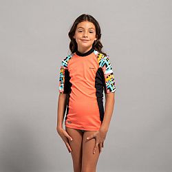 OLAIAN Dievčenské tričko s UV ochranou s krátkym rukávom ružové čierna 14-15 r (160-166 cm)