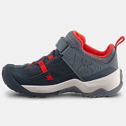 QUECHUA Detská turistická obuv Crossrock na suchý zips od 24 do 34 sivo-červená šedá 24