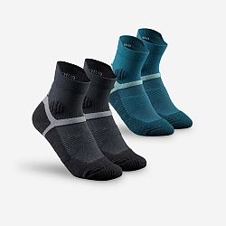 QUECHUA Detské polovysoké ponožky na turistiku MH500 modré a sivé 2 páry šedá 35-38