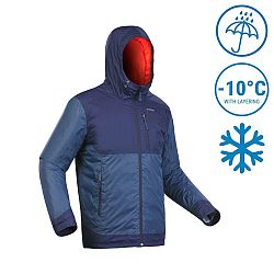 QUECHUA Pánska nepremokavá zimná bunda na turistiku SH500 do -10 °C modrá M