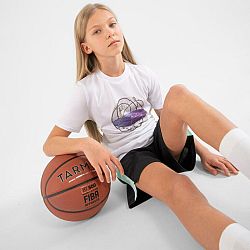 TARMAK Detské basketbalové tričko TS500 FAST biele šedá 7-8 r (123-130 cm)
