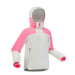 WEDZE Detská lyžiarska hrejivá a nepremokavá bunda 900 bielo-ružová béžová 14 ROKOV