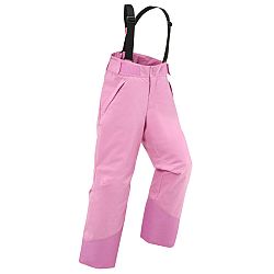 WEDZE Detské lyžiarske nohavice 500 PNF s trakmi nepremokavé ružové 6-8 r