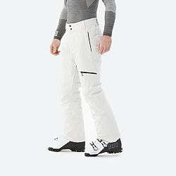 WEDZE Pánske hrejivé lyžiarske nohavice 500 rovný strih svetlobéžové L